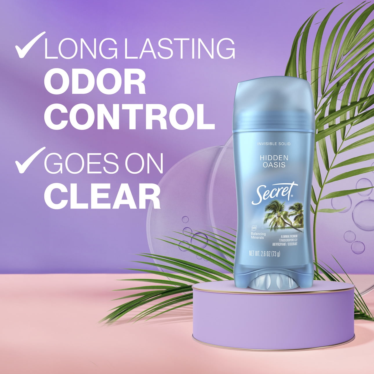 Fresh Invisible Solid Antiperspirant &amp; Deodorant for Women, Hidden Oasis, 2.6oz