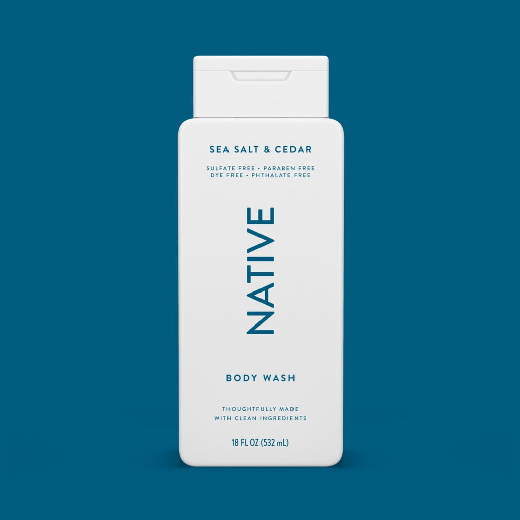 Body Wash, Sea Salt &amp; Cedar, Sulfate Free, Naturally Derived Ingredients, 24hr Freshness, for Women &amp; Men, 18 fl oz