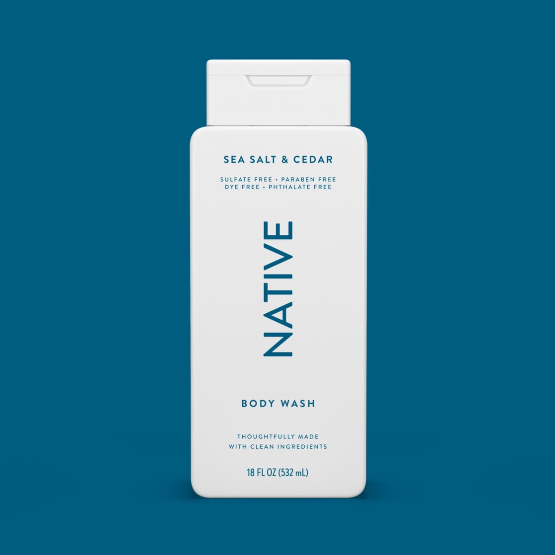 Body Wash, Sea Salt &amp; Cedar, Sulfate Free, Naturally Derived Ingredients, 24hr Freshness, for Women &amp; Men, 18 fl oz
