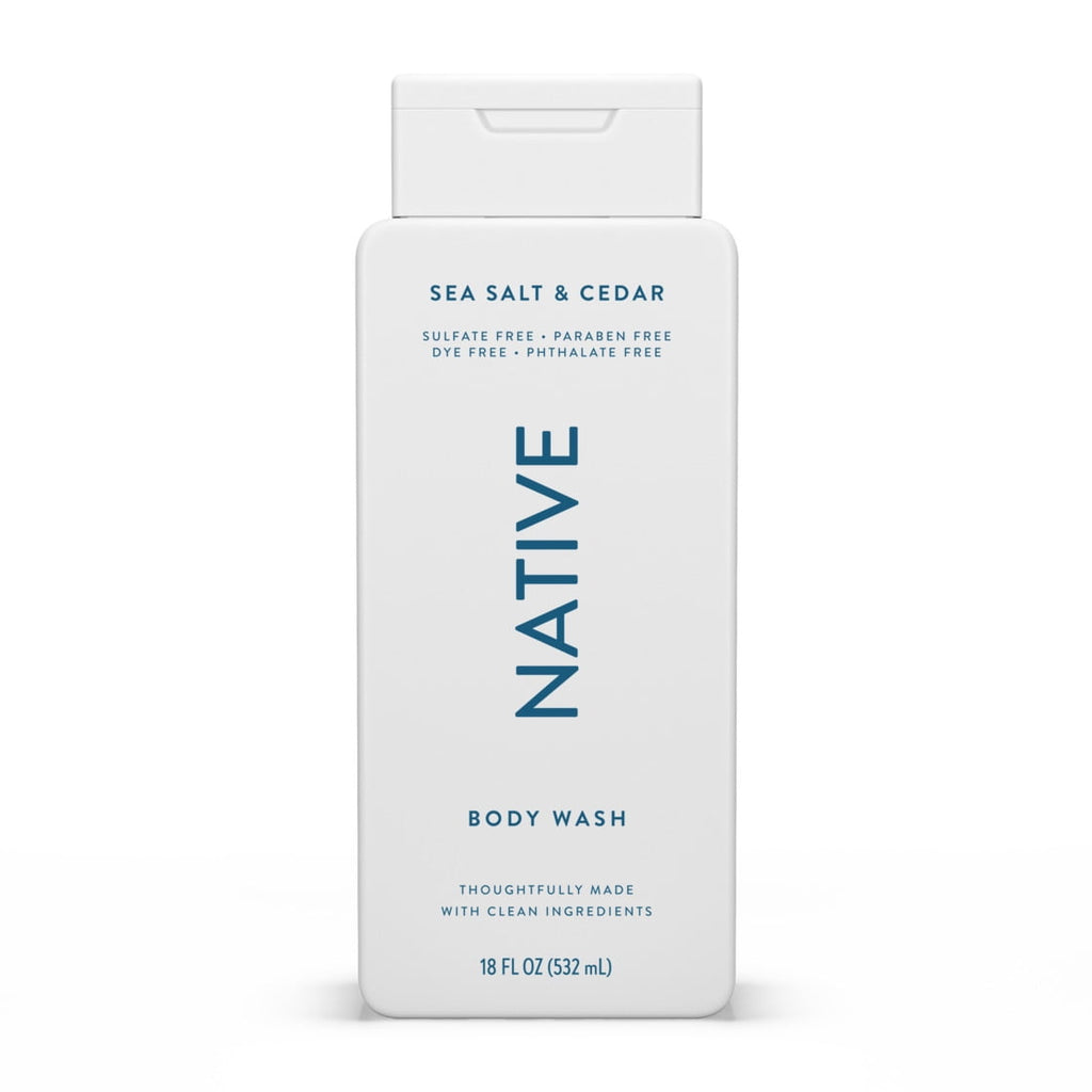Body Wash, Sea Salt &amp; Cedar, Sulfate Free, Naturally Derived Ingredients, 24hr Freshness, for Women &amp; Men, 18 fl oz