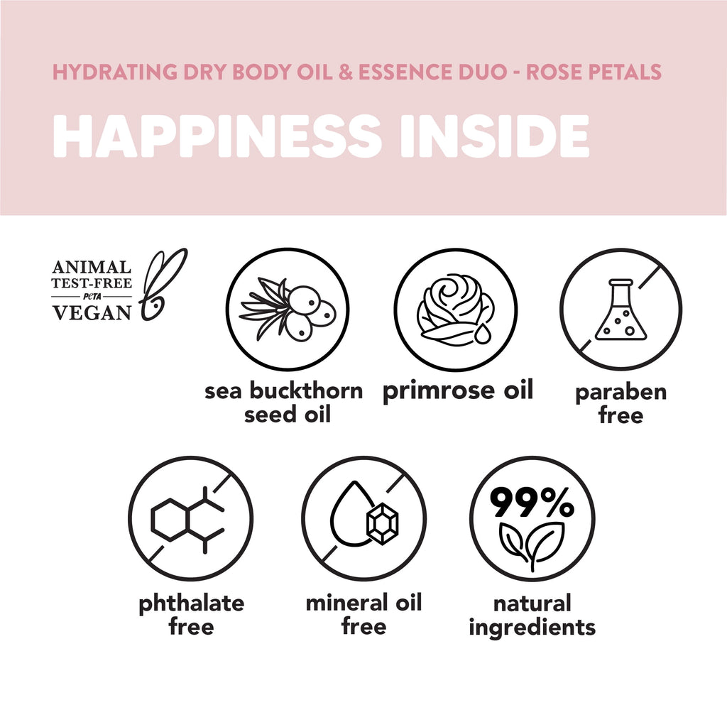 Professional Hydrating Dry Body Oil &amp; Essence Duo, Rose Petals, 3.7 fl oz