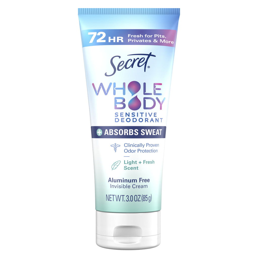 Whole Body Aluminum-Free Dry Feel Cream and Absorbs Sweat, Deodorant Cream for Women, Light &amp; Fresh Scent, 3.0oz