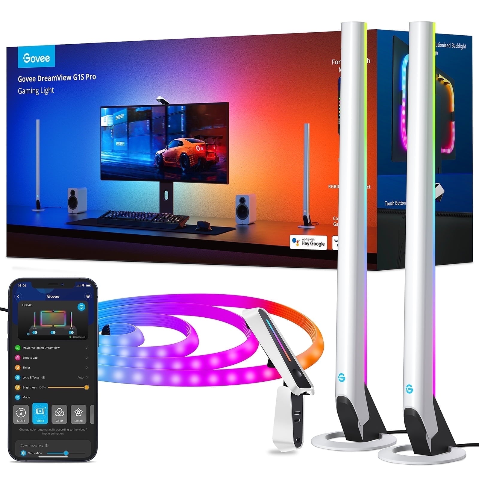 DreamView Indoor LED Gaming Lights with Light Bar and Camera, Corded Electric, Color Changing