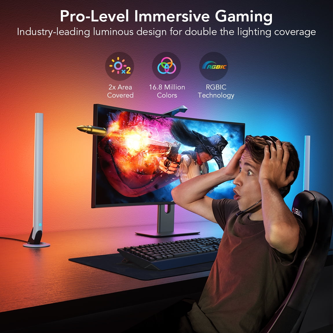 DreamView Indoor LED Gaming Lights with Light Bar and Camera, Corded Electric, Color Changing