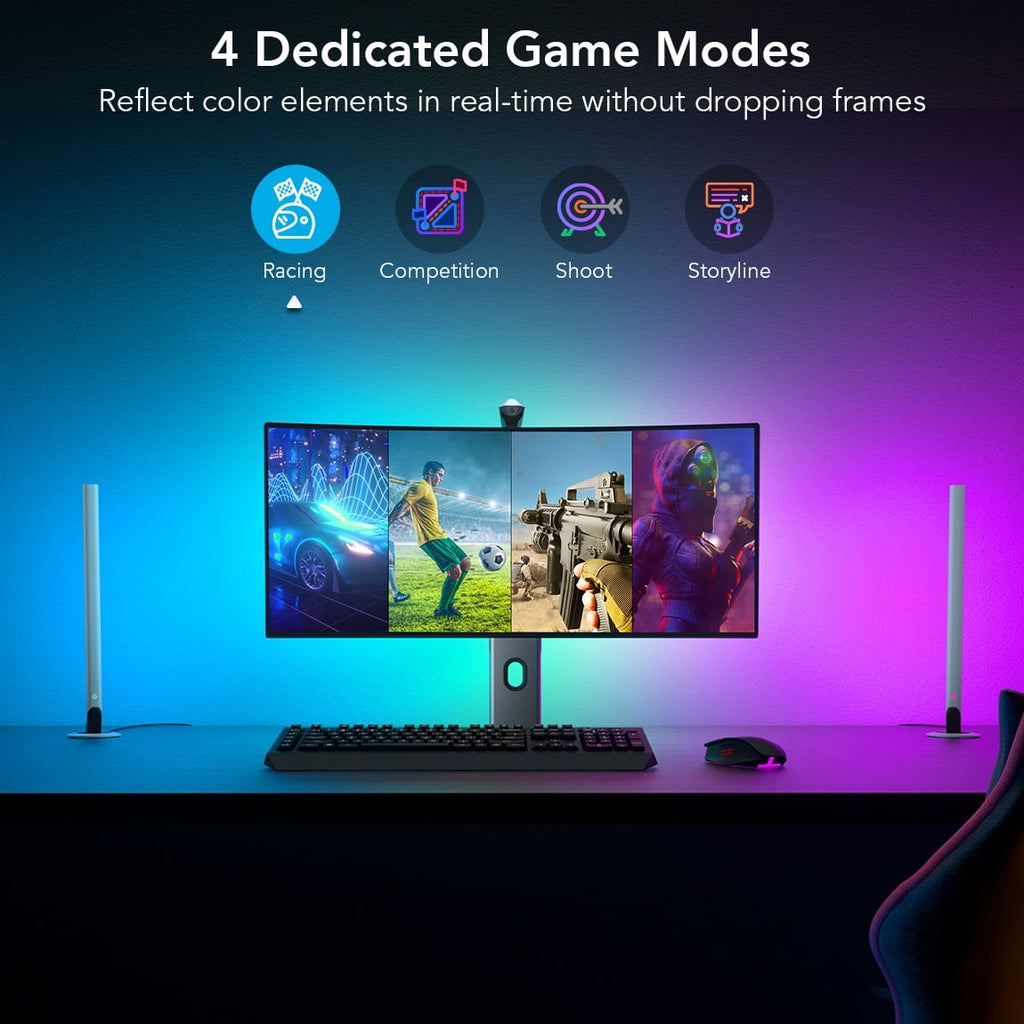 DreamView Indoor LED Gaming Lights with Light Bar and Camera, Corded Electric, Color Changing