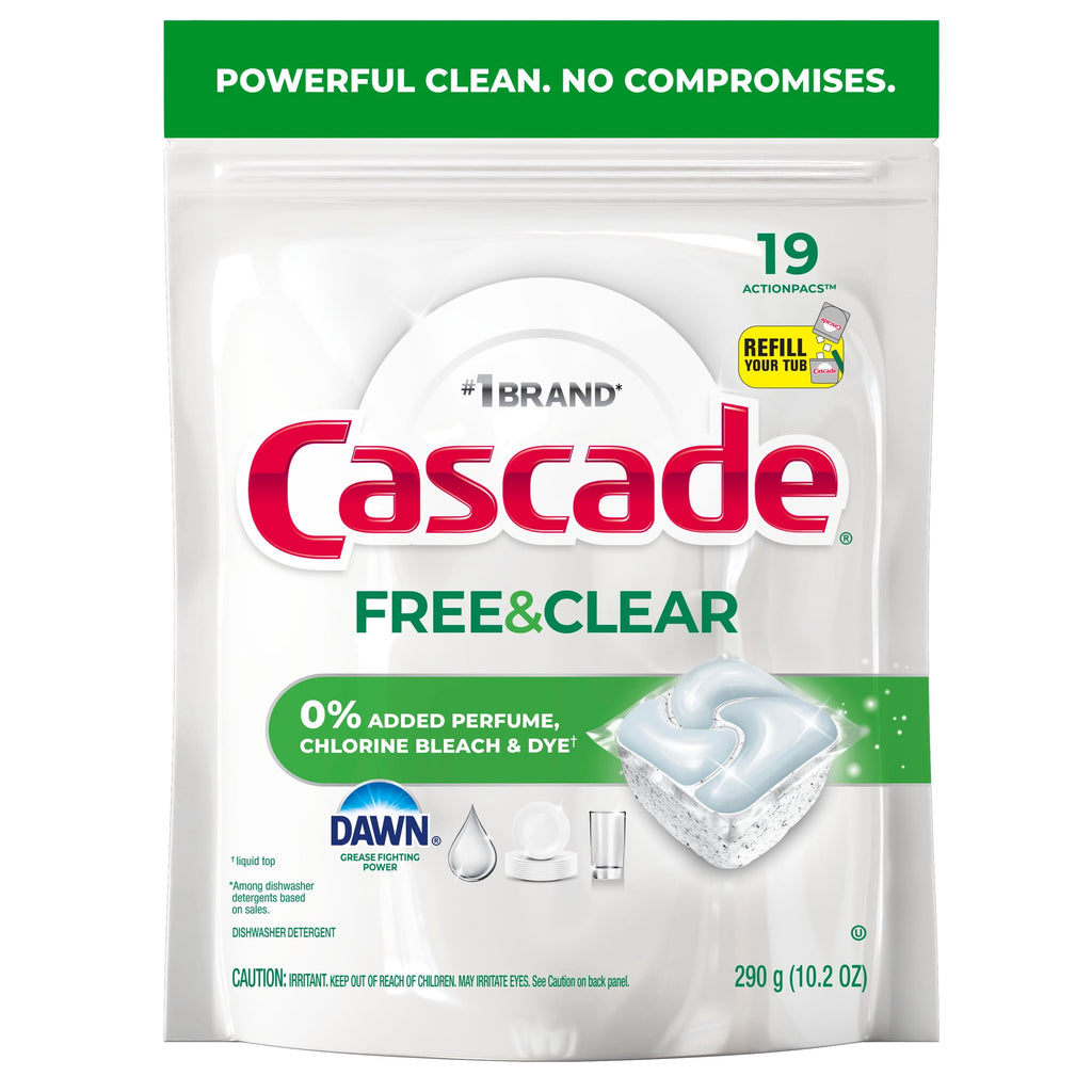 Free &amp; Clear Dishwasher Pods, Dish Detergent Soap, Unscented, 19 Count
