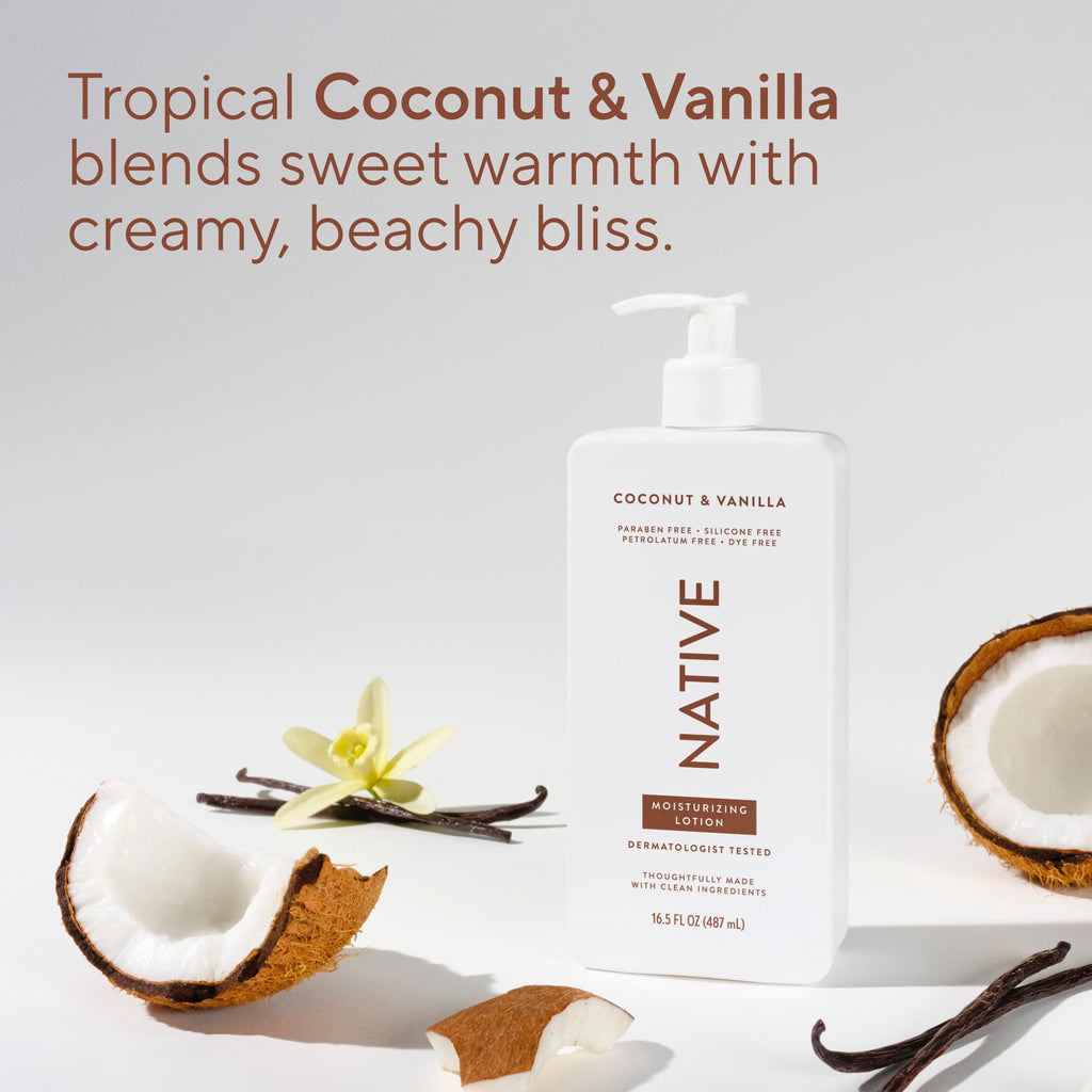Lotion, Moisturizing, Paraben Free, Coconut &amp; Vanilla, for Women and Men, 16.5 fl oz