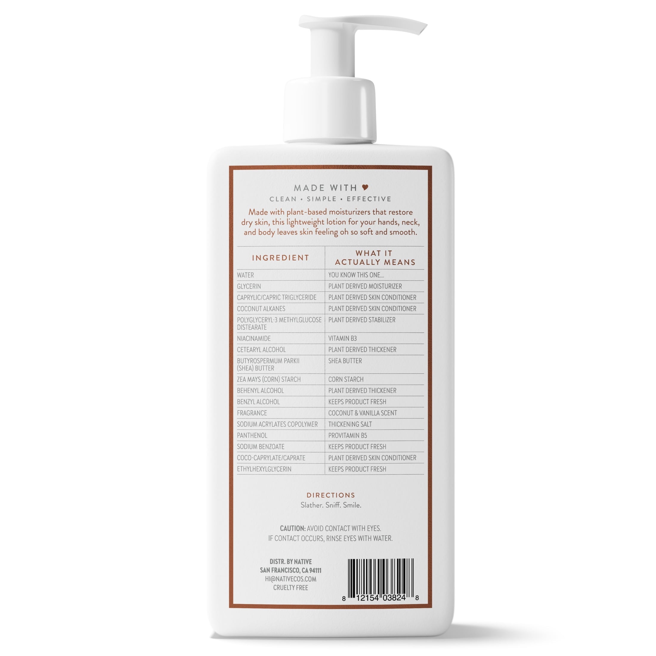 Lotion, Moisturizing, Paraben Free, Coconut &amp; Vanilla, for Women and Men, 16.5 fl oz