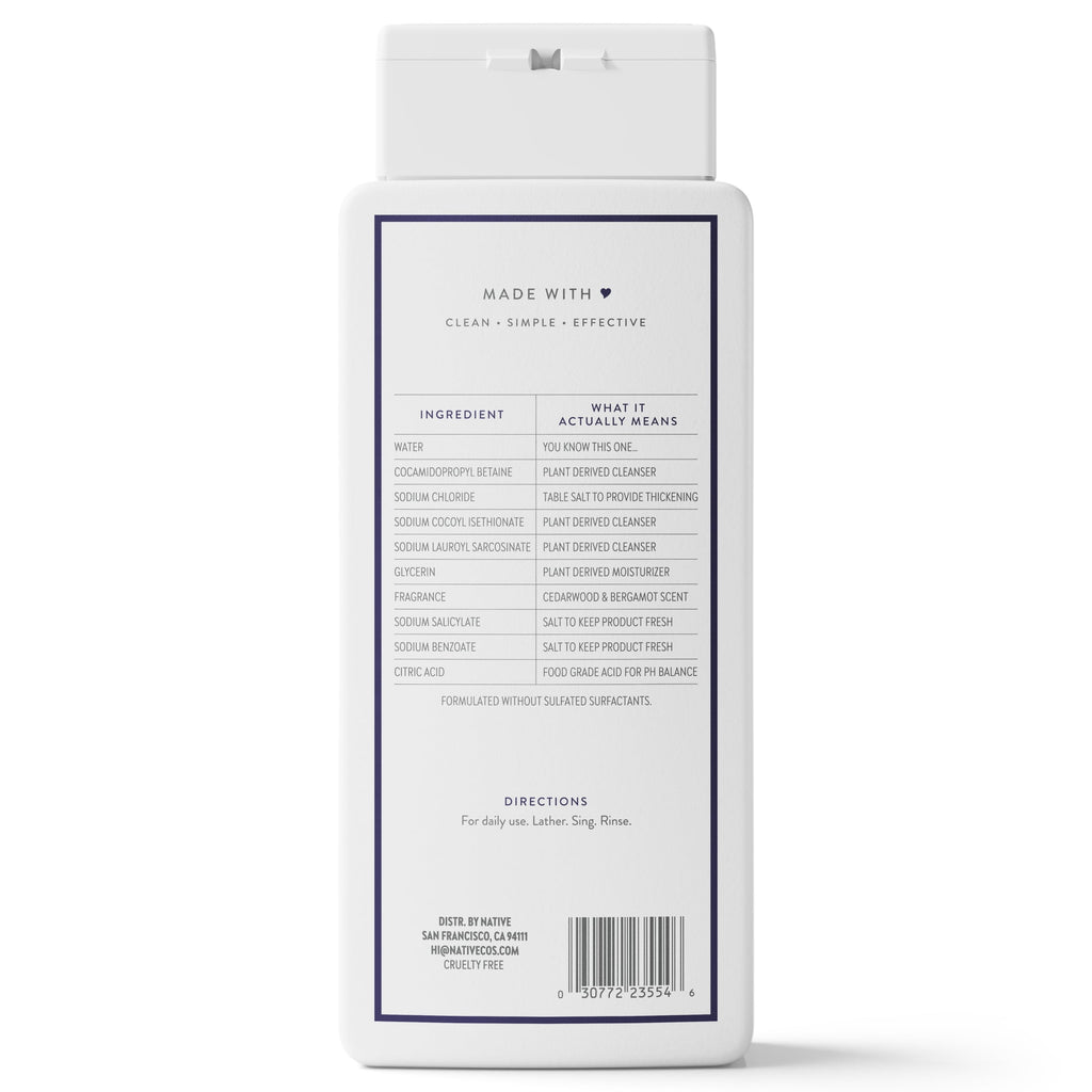 Body Wash, Cedarwood &amp; Bergamot, Sulfate Free, Naturally Derived Ingredients, 24hr Freshness, for Women &amp; Men, 18 fl oz