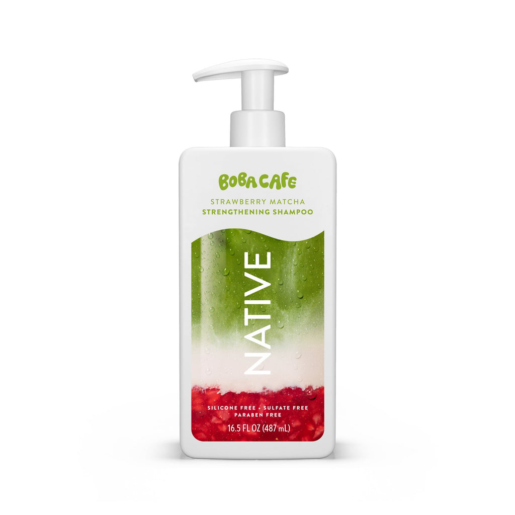 Strengthening Shampoo, Limited Edition Strawberry Matcha, Sulfate Free Shampoo for Women and Men, Boba Café, 16.5 fl oz