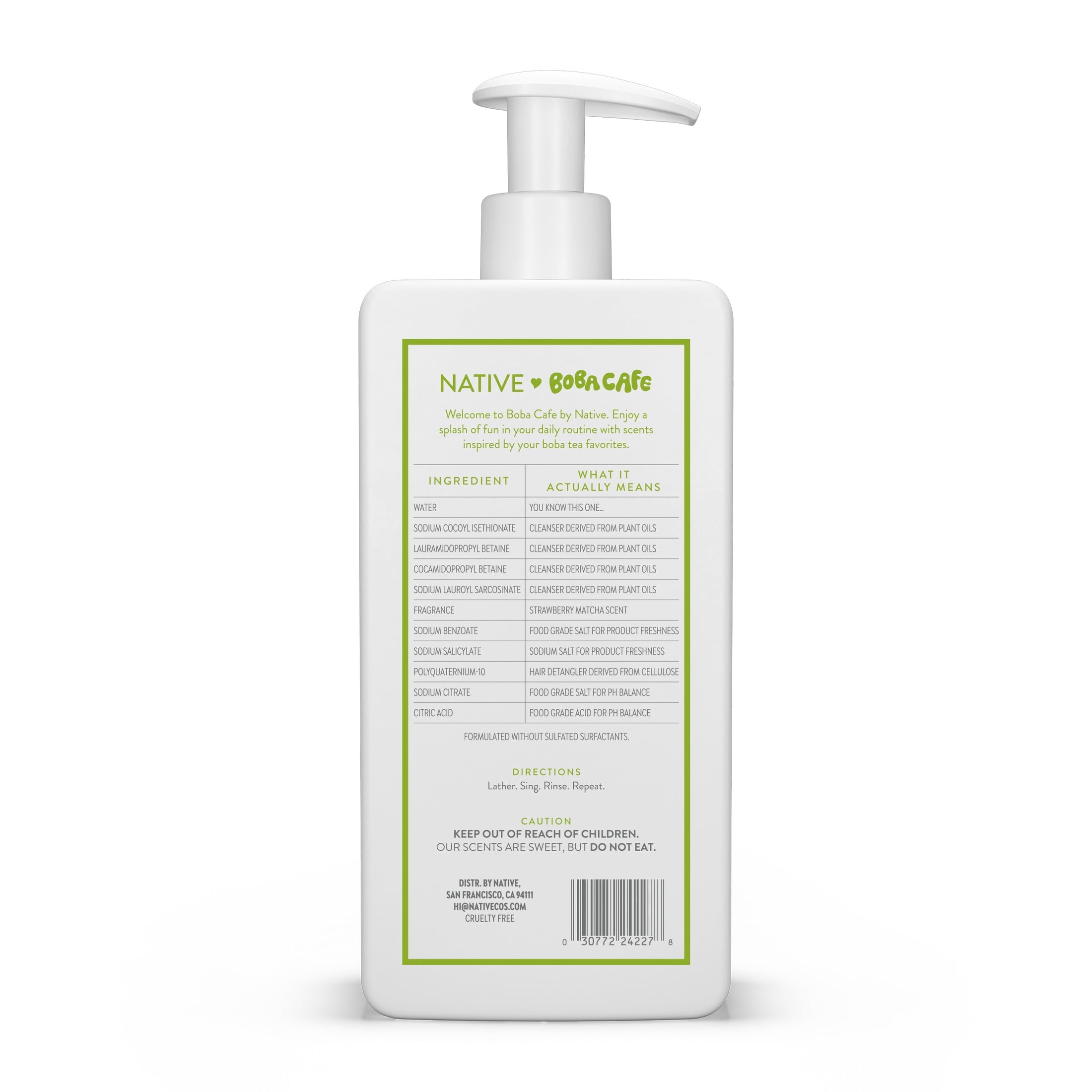 Strengthening Shampoo, Limited Edition Strawberry Matcha, Sulfate Free Shampoo for Women and Men, Boba Café, 16.5 fl oz