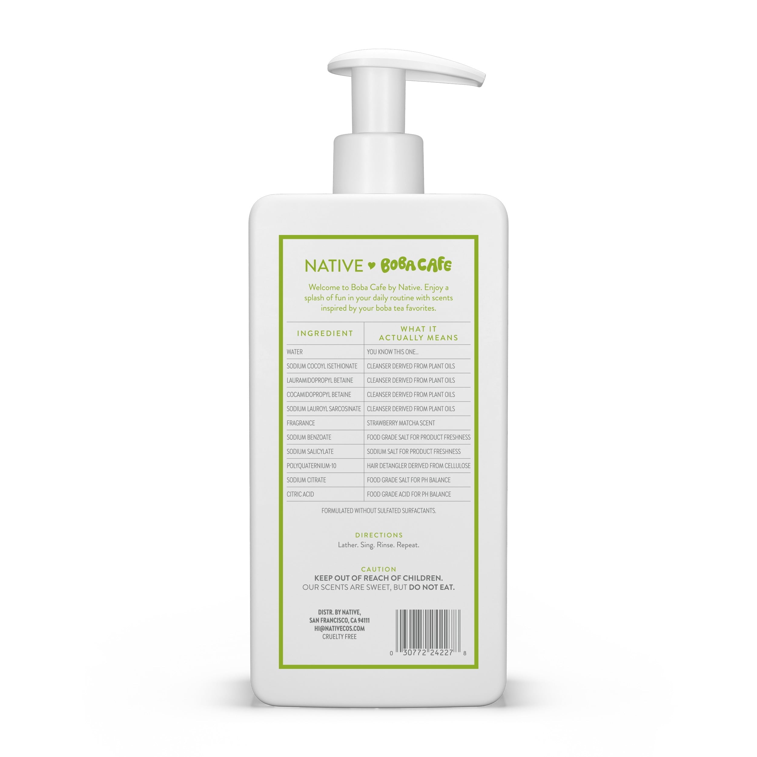 Strengthening Shampoo, Limited Edition Strawberry Matcha, Sulfate Free Shampoo for Women and Men, Boba Café, 16.5 fl oz