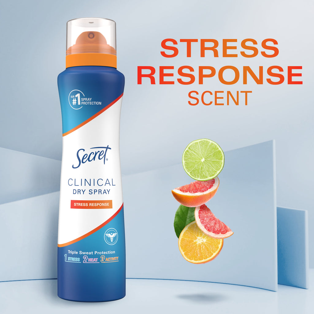 Clinical Strength Dry Spray Antiperspirant &amp; Deodorant for Women, Stress Response Scent, 3.8oz