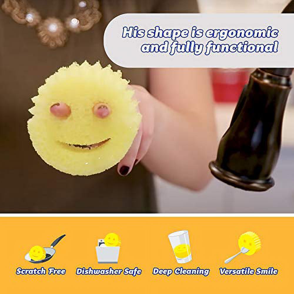 Scrub Daddy Sponge - Scratch Free Scrubber for Dishes and Home, Odor Resistant, Soft in Warm Water, Firm in Cold, Deep Cleaning Kitchen and Bathroom, Multi-use, Dishwasher Safe, 2ct