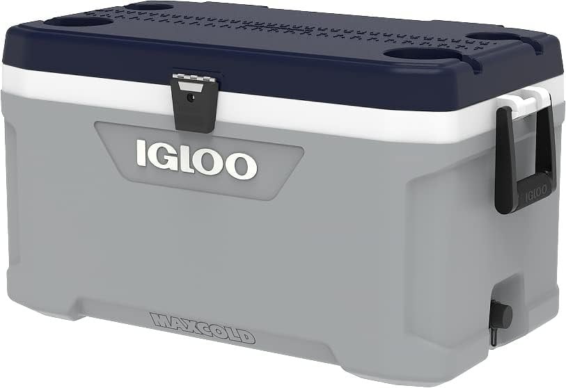 70 Quart MaxCold Cooler ThermeCool Insulation with Swing-Up Handles, Gray and Black
