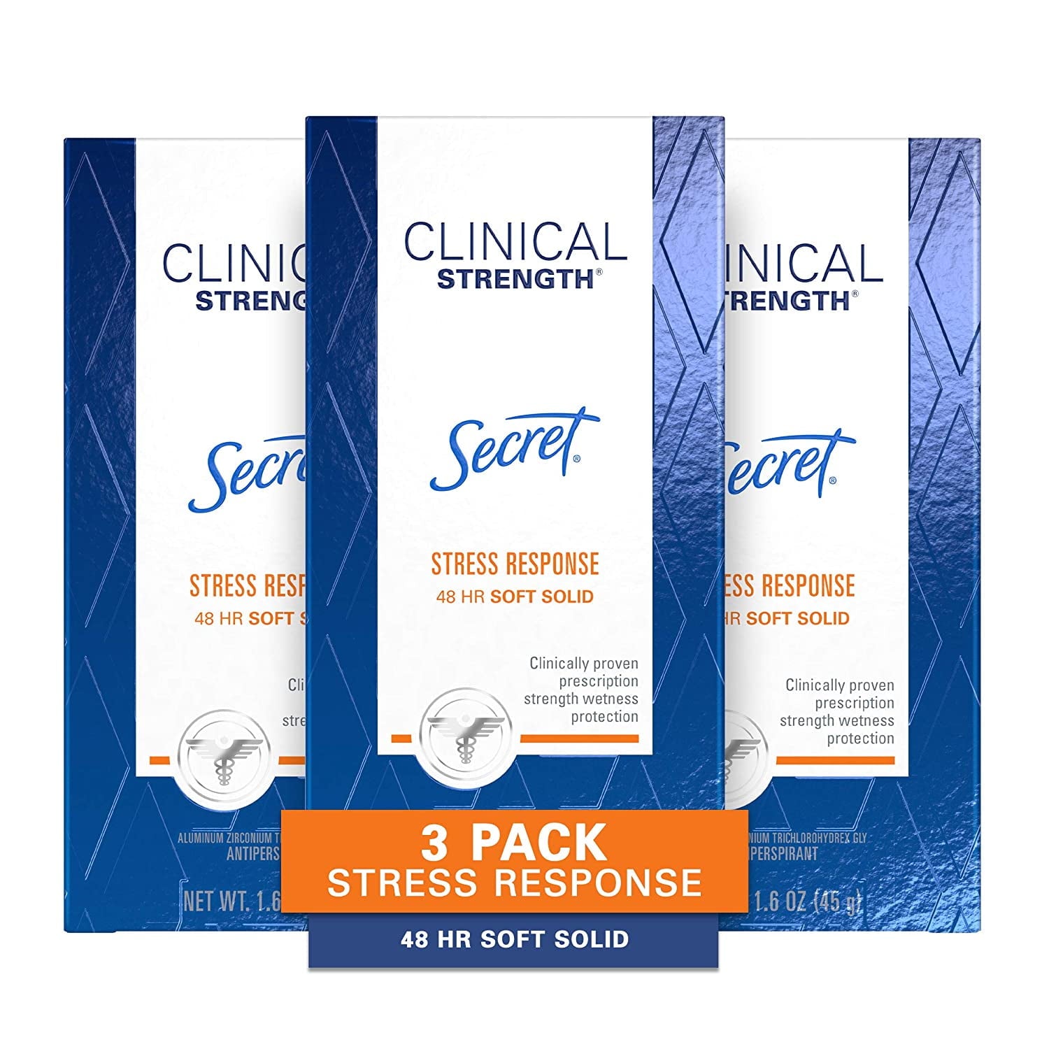 Antiperspirant Clinical Strength Deodorant for Women, Soft Solid, Stress Response, 1.6 Oz, (Pack of 3)