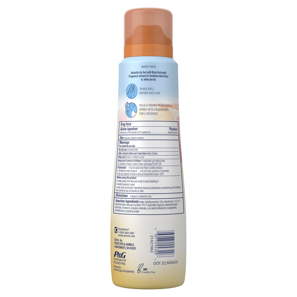Dry Spray Antiperspirant Deodorant for Women, Mango Tango, 4.1 oz