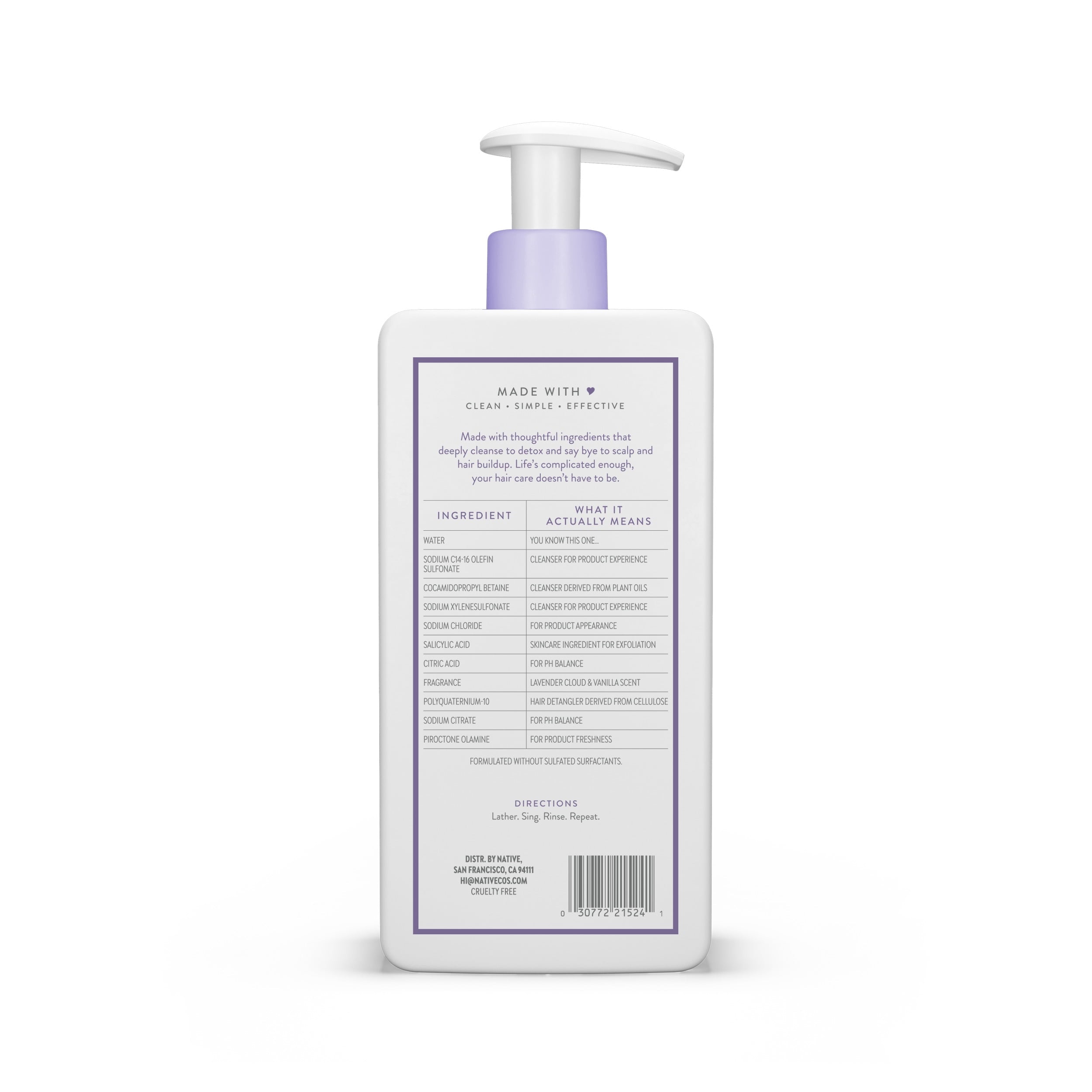 Lavender Detox Cloud and Vanilla Shampoo 16.5 fl oz