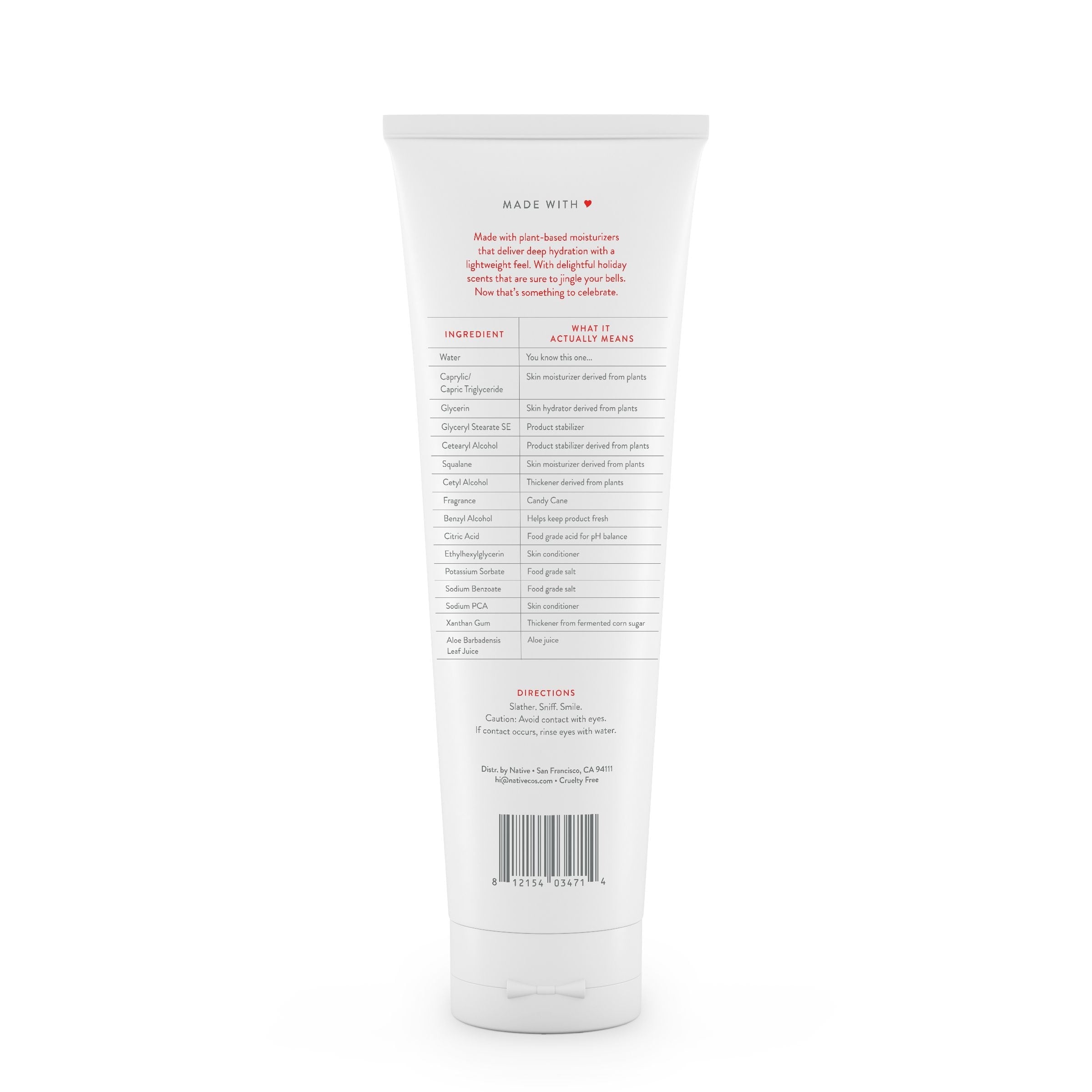 Limited Edition Hand &amp; Body Lotion, Candy Cane, Silicone Free, Paraben Free, 12 fl oz