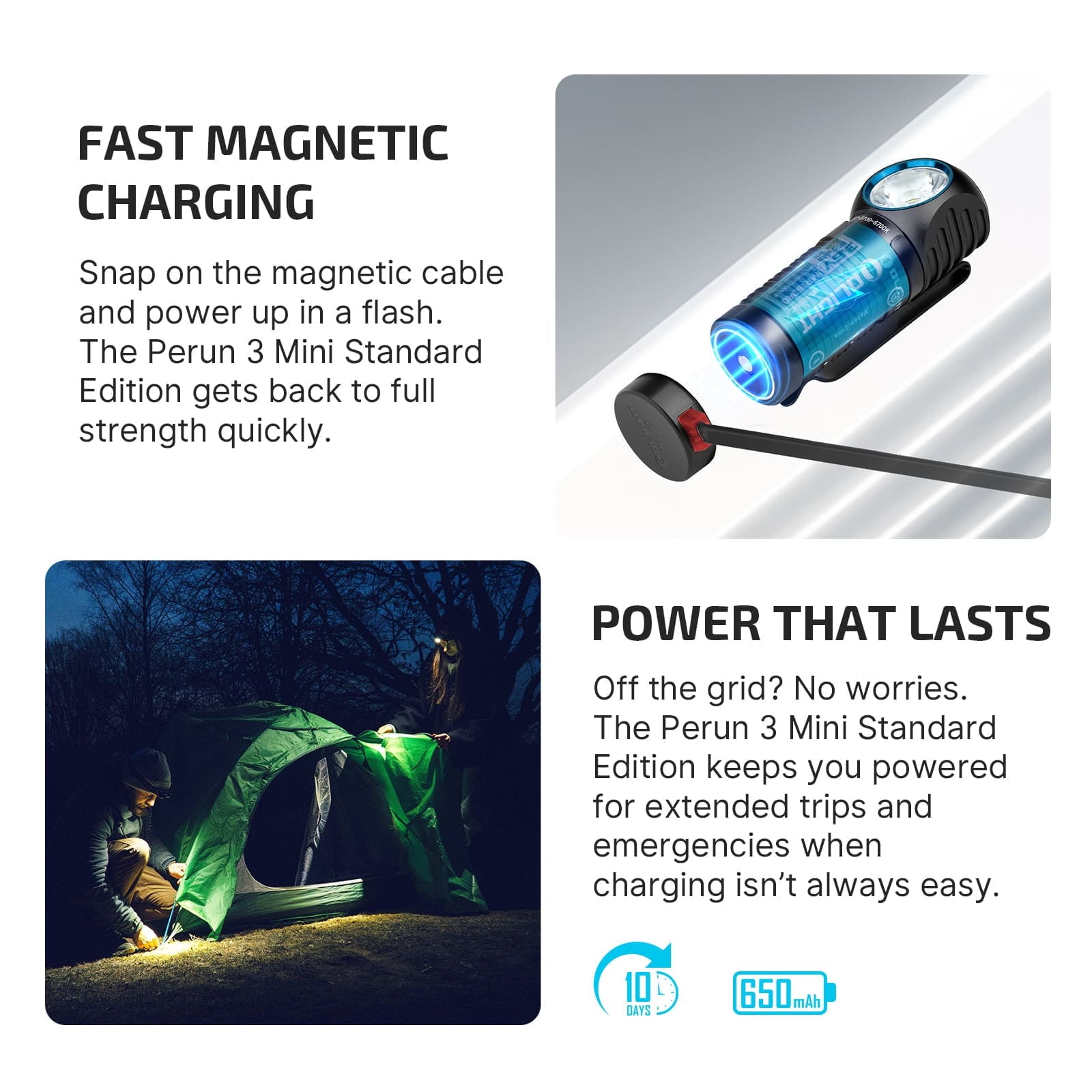OLIGHT Perun 3 Mini Headlamp &amp; Flashlight with Red and White Light（Black）