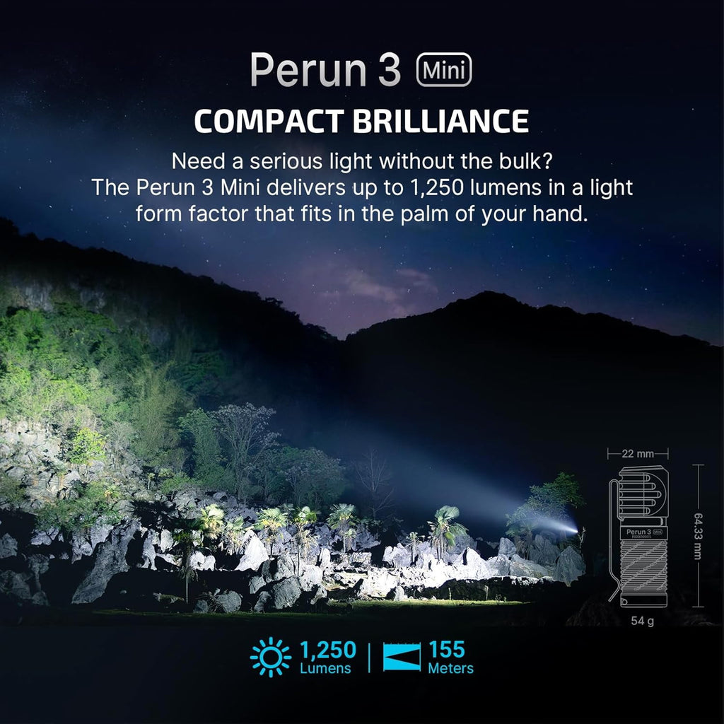 OLIGHT Perun 3 Mini Headlamp &amp; Flashlight with Red and White Light（Black）