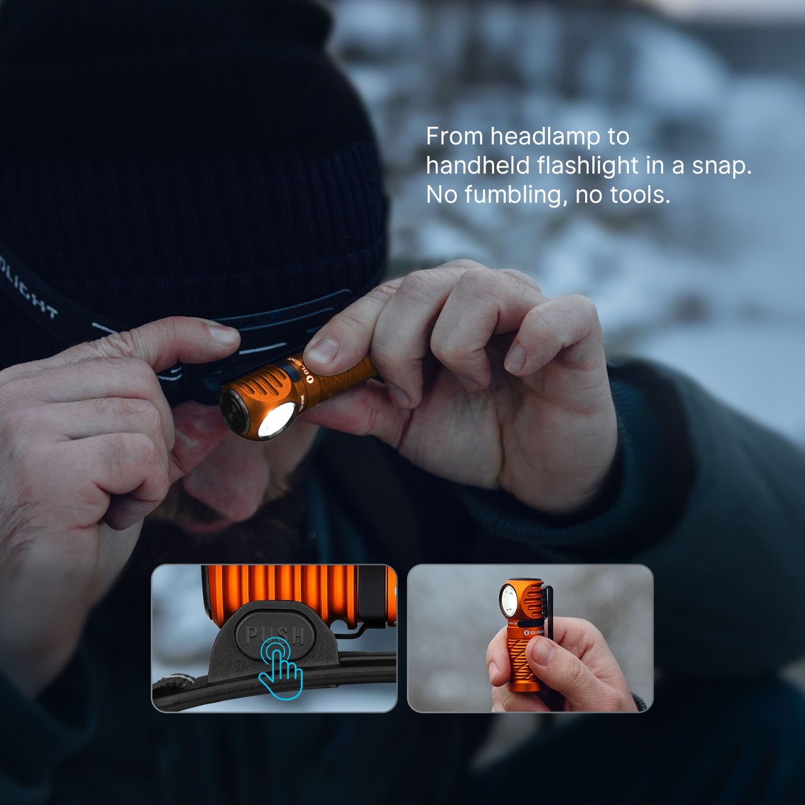 OLIGHT Perun 3 Mini Headlamp &amp; Flashlight with Red and White Light（Black）