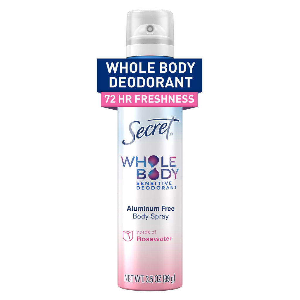 Whole Body Deodorant Spray for Women, Rosewater Scent, Aluminum Free Deodorant Stick, 72 HR Odor Protection, 3.5oz
