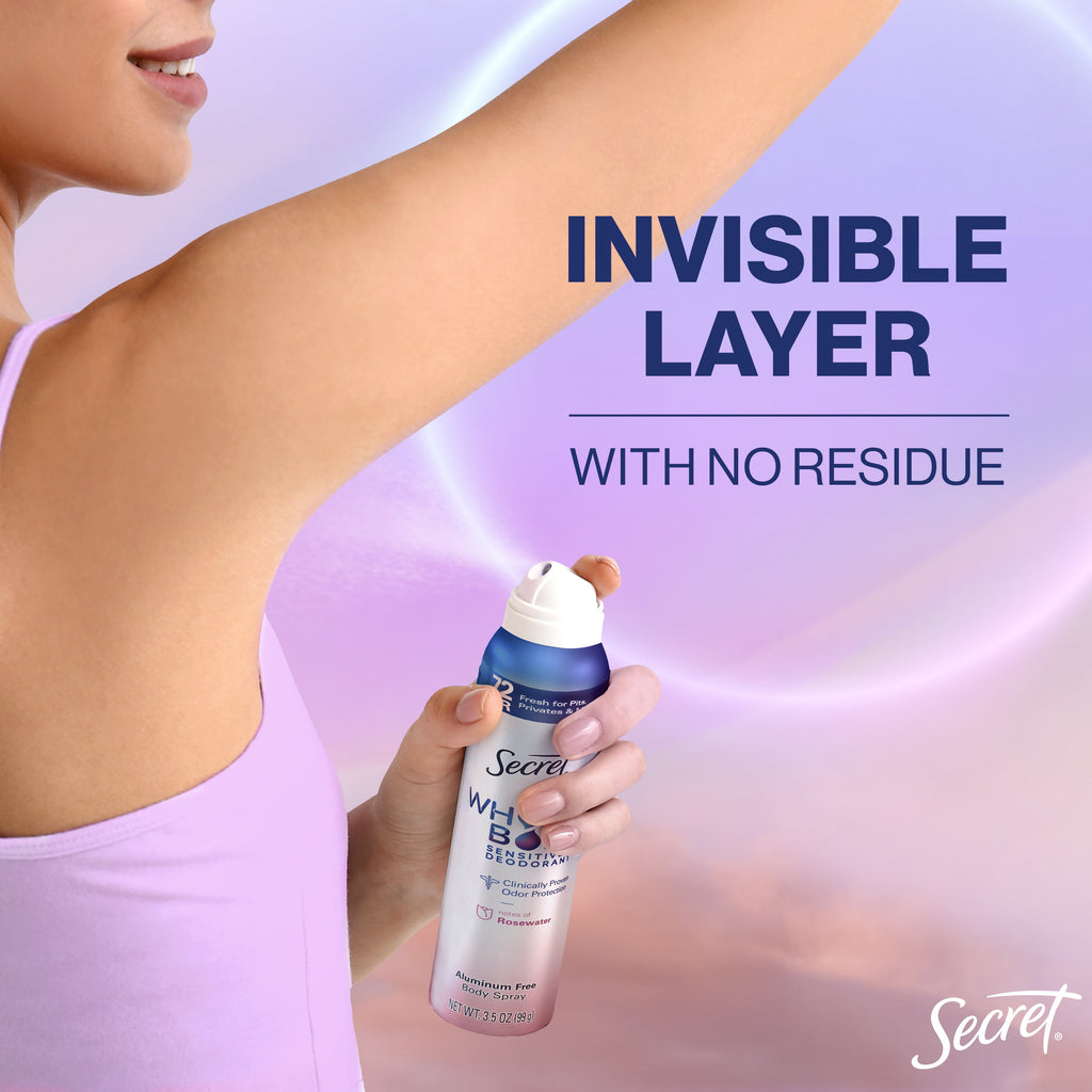 Whole Body Deodorant Spray for Women, Rosewater Scent, Aluminum Free Deodorant Stick, 72 HR Odor Protection, 3.5oz
