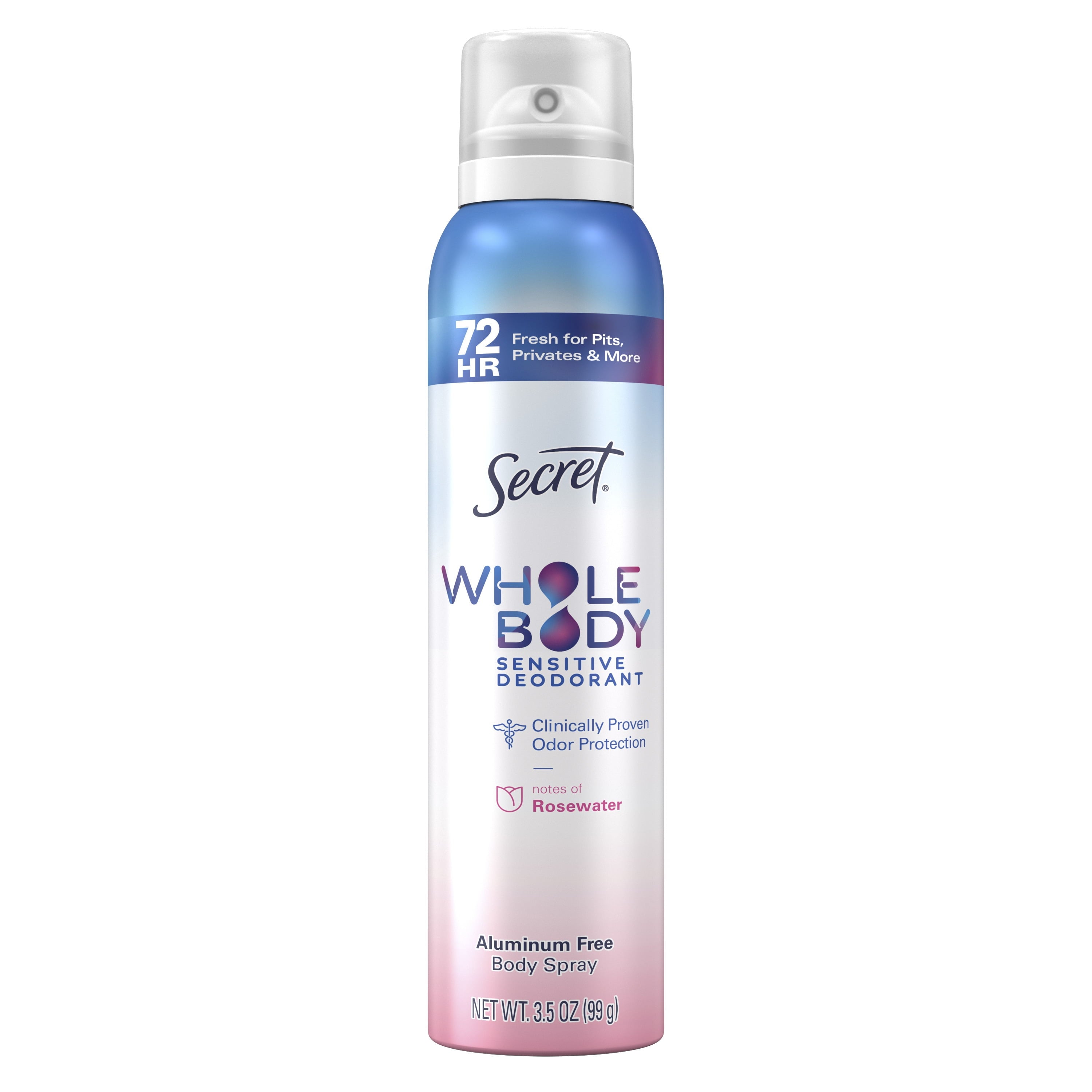 Whole Body Deodorant Spray for Women, Rosewater Scent, Aluminum Free Deodorant Stick, 72 HR Odor Protection, 3.5oz
