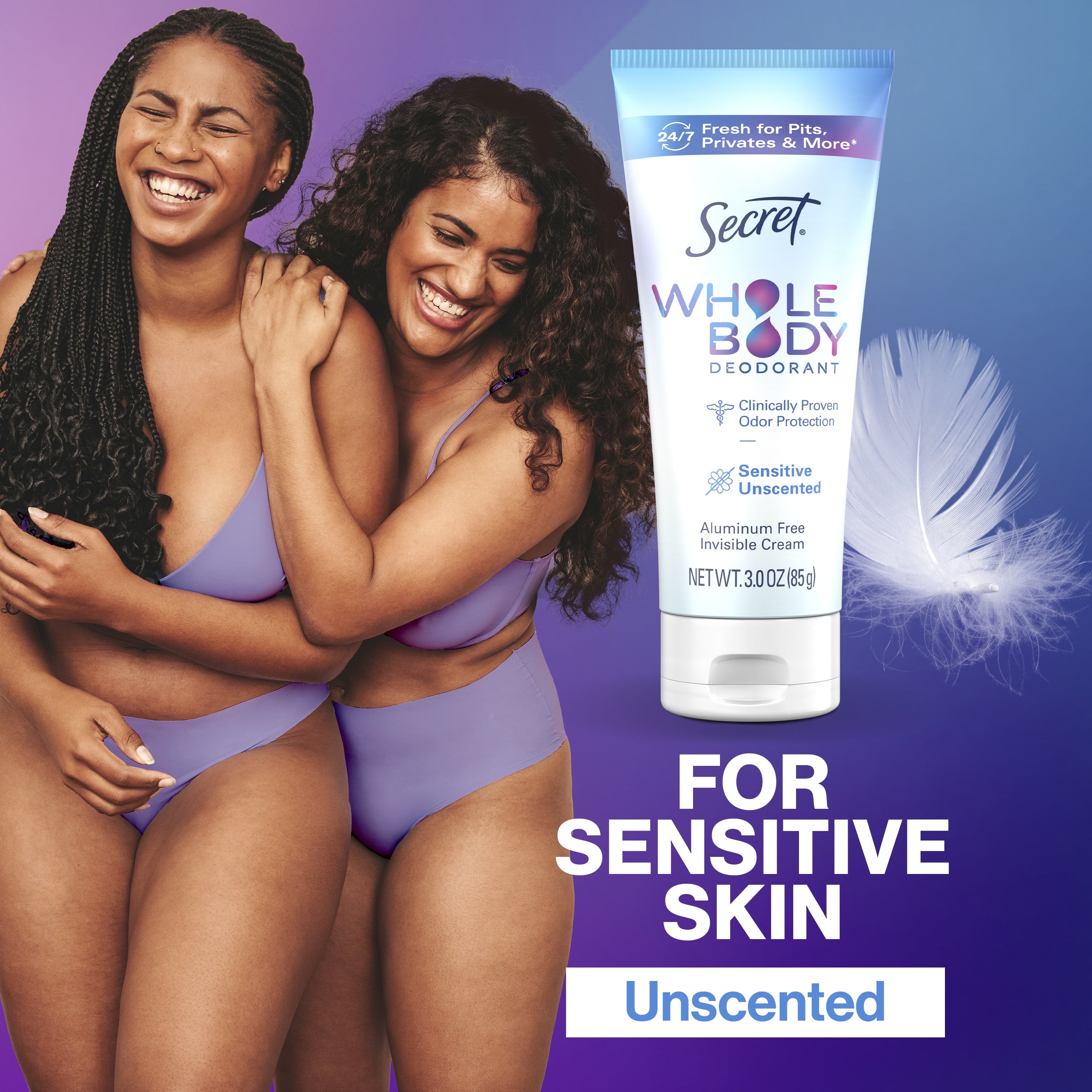 Women's Whole Body Aluminum Free Deodorant Clear Cream Unscented 3.0oz
