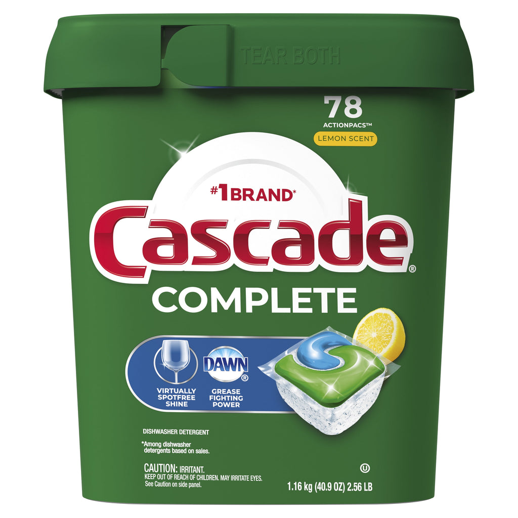 Complete Dishwasher Pods, Action Pacs Dishwasher Detergent, Dishwasher Tabs, Lemon, 78 Count
