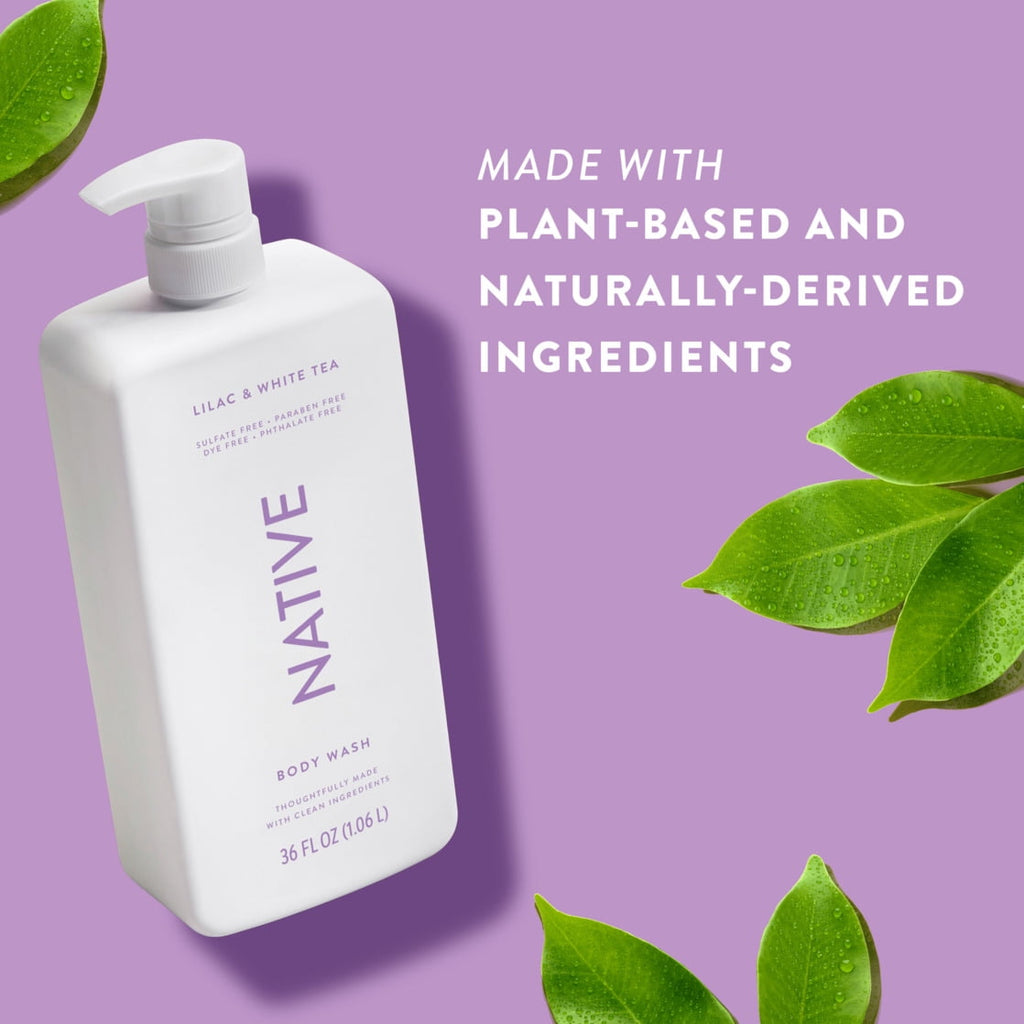 Body Wash, Lilac &amp; White Tea, Sulfate Free, Naturally Derived Ingredients, 24hr Freshness, for Women &amp; Men, 36 fl oz