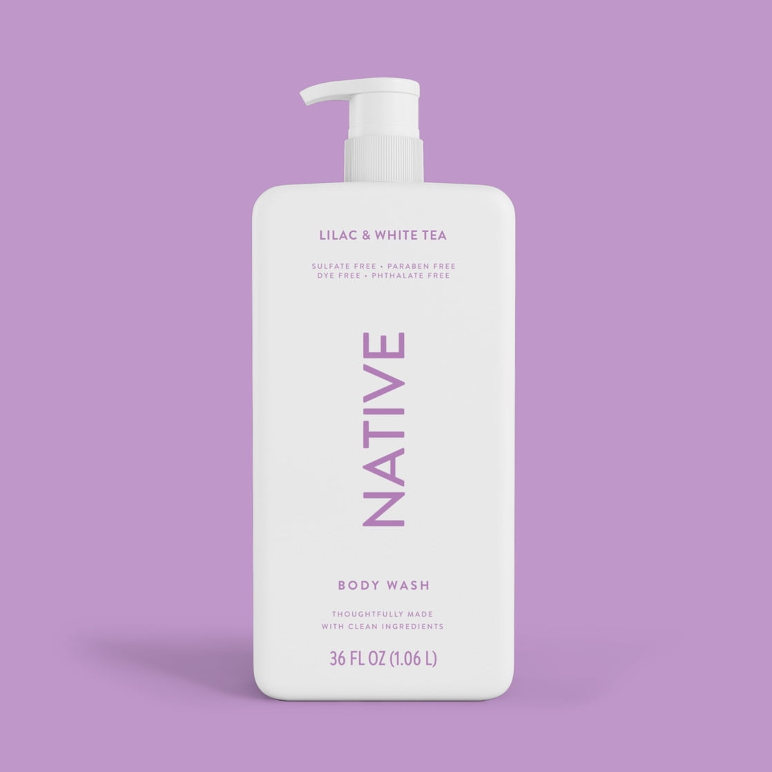 Body Wash, Lilac &amp; White Tea, Sulfate Free, Naturally Derived Ingredients, 24hr Freshness, for Women &amp; Men, 36 fl oz