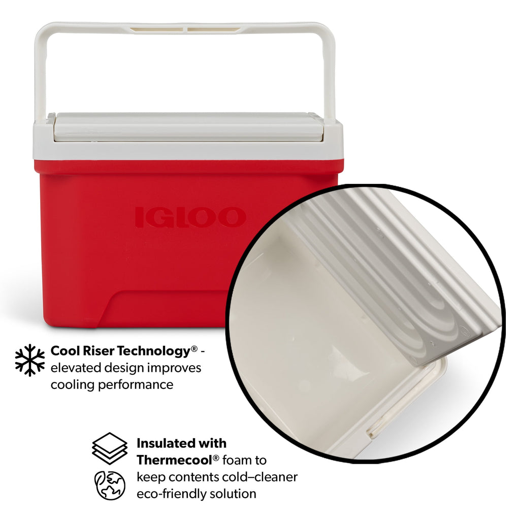 Small Cooler, 9 Quart Laguna Ice Chest, 13 Can Capacity, Red