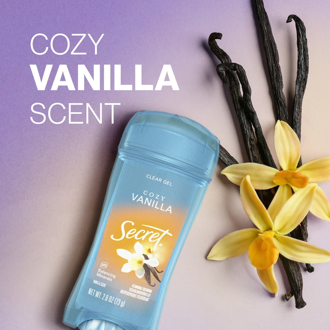 Fresh Clear Gel Antiperspirant Deodorant for Women, Cozy Vanilla Scent, 2.6 oz
