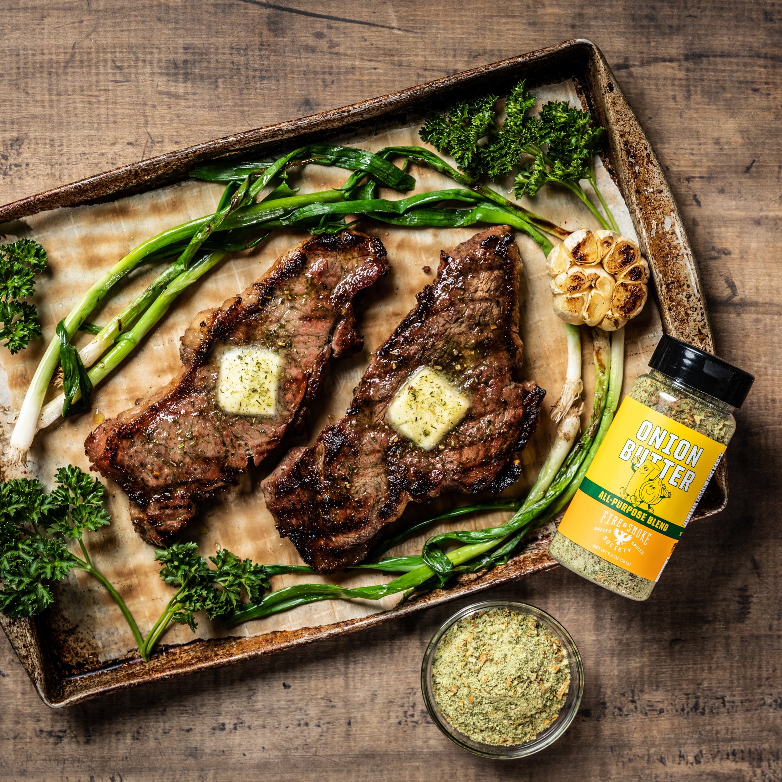 Fire &amp; Smoke Society Onion Butter All Purpose Seasoning Blend, BBQ Rub, 9.2 Ounce Mixed Spices &amp; Seasonings