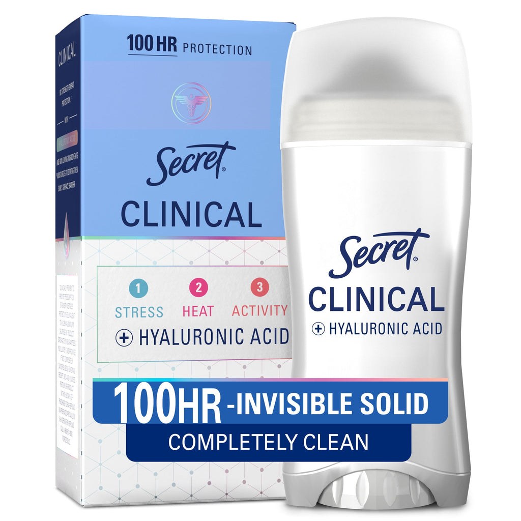 Clinical Antiperspirant Deodorant for Women, 100HR Sweat &amp; Odor Protection, Hyaluronic Acid, Invisible Solid, Clean Lavender, 2.6 oz
