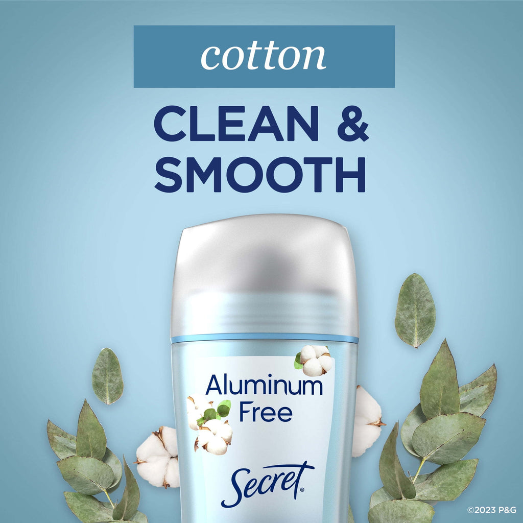 (3 pack) Secret Aluminum Free Women's Deodorant Solid, Cotton, 2.4 oz