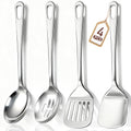4 Pcs Cooking Utensils Set, Stainless Steel Kitchen Utensils, Kitchen Tools Set Include Solid &amp; Slotted Turner Wok Spatula, Serving Spoon, Home Essentials Kitchen Gadgets Accessories