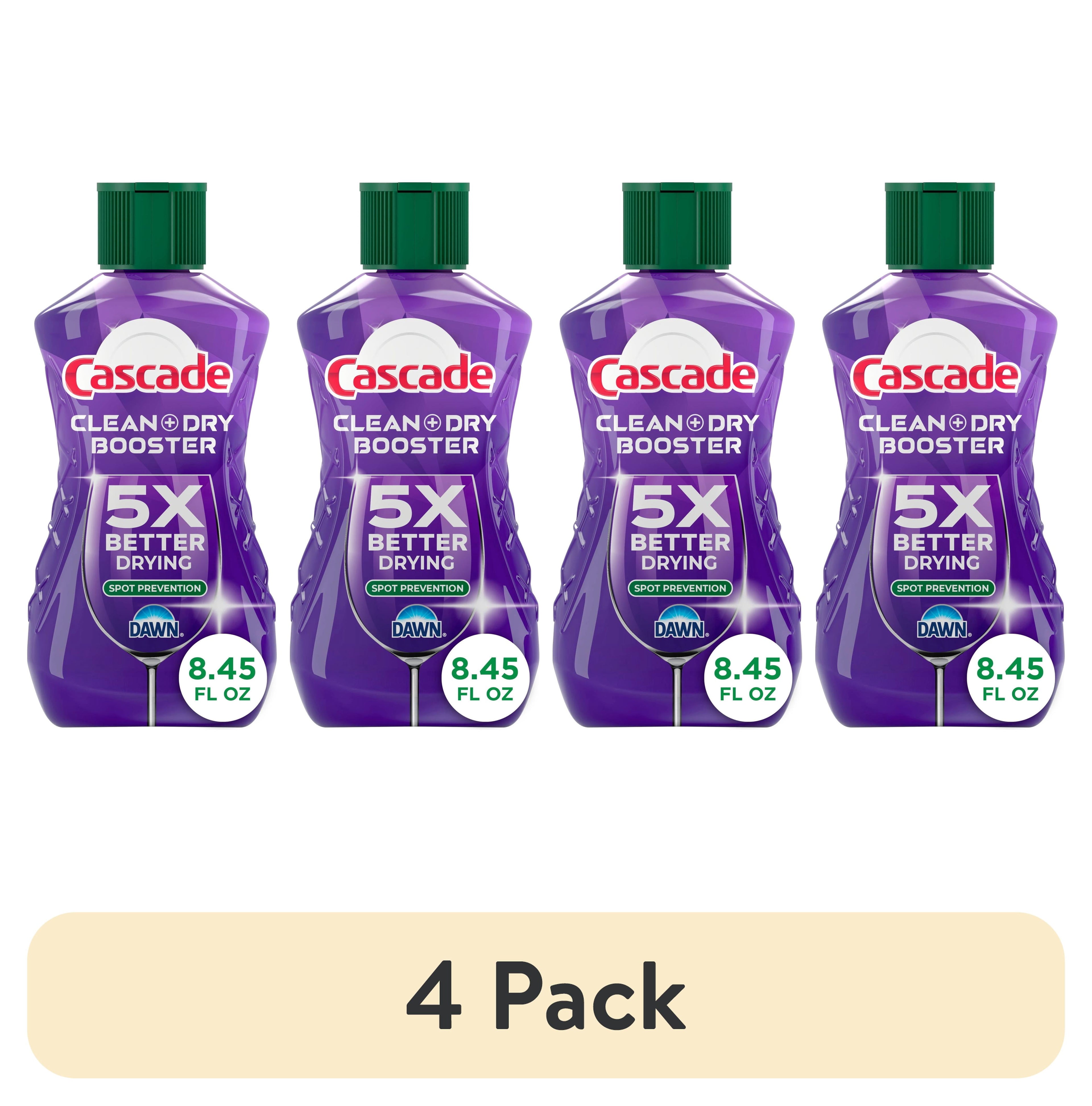 (4 pack) Cascade Rinse Aid Clean &amp; Dry Booster, 8.45oz