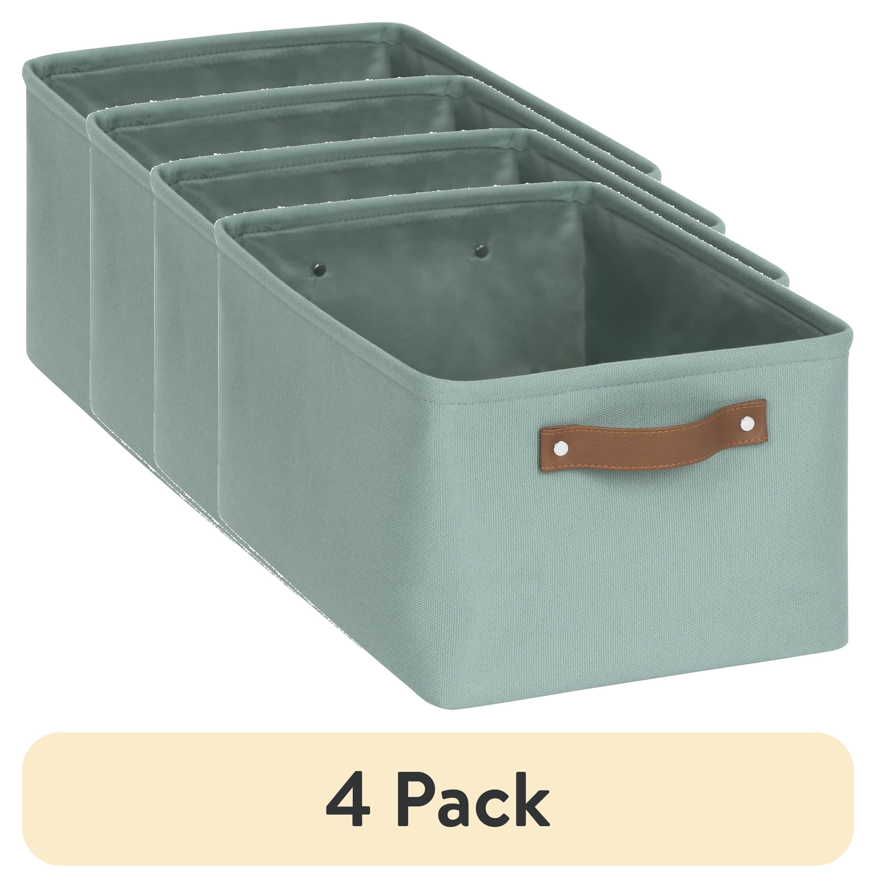 Natural Canvas Fabric Decorative Storage Basket with Handles, 15 in x 8 in x 11 in