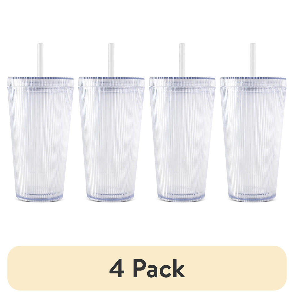 Double-Wall 18oz Iced Coffee Tumbler with Straw