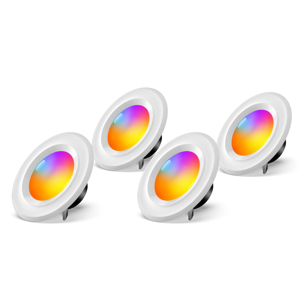 Smart 6'' LED Retrofit Recessed Can Lights for Indoor Living Room, Ceiling Light, Dimmable, Color Changing, LED Light Bulbs, 4 Pack