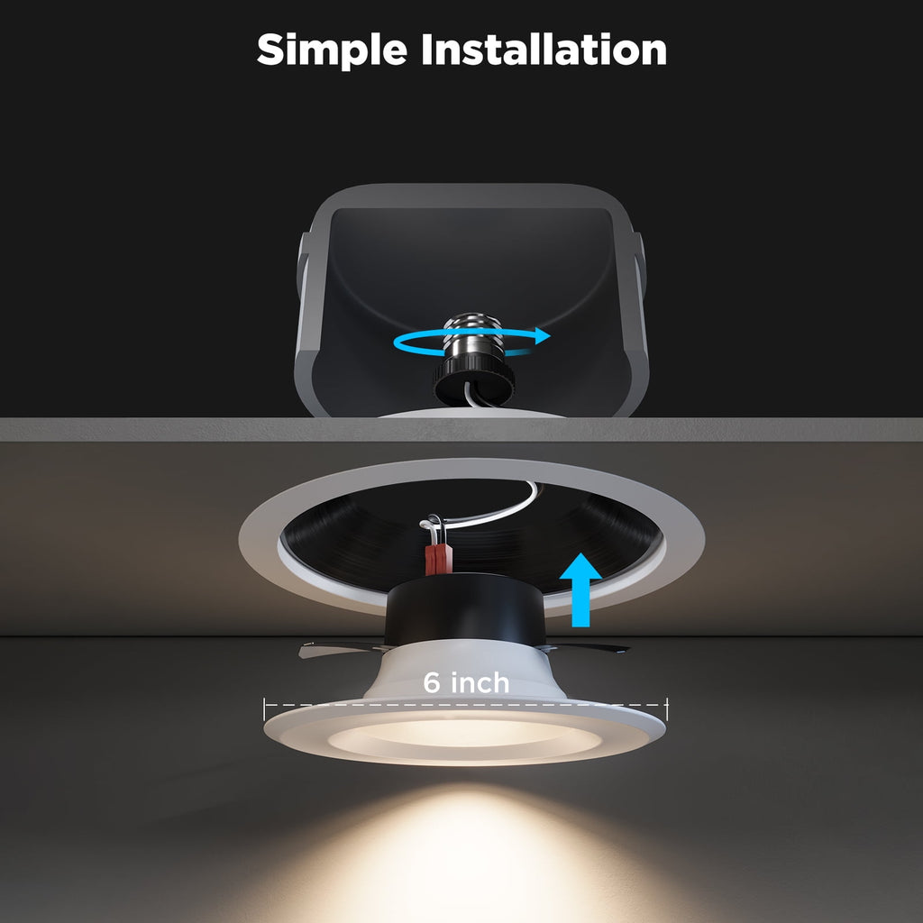 Smart 6'' LED Retrofit Recessed Can Lights for Indoor Living Room, Ceiling Light, Dimmable, Color Changing, LED Light Bulbs, 4 Pack