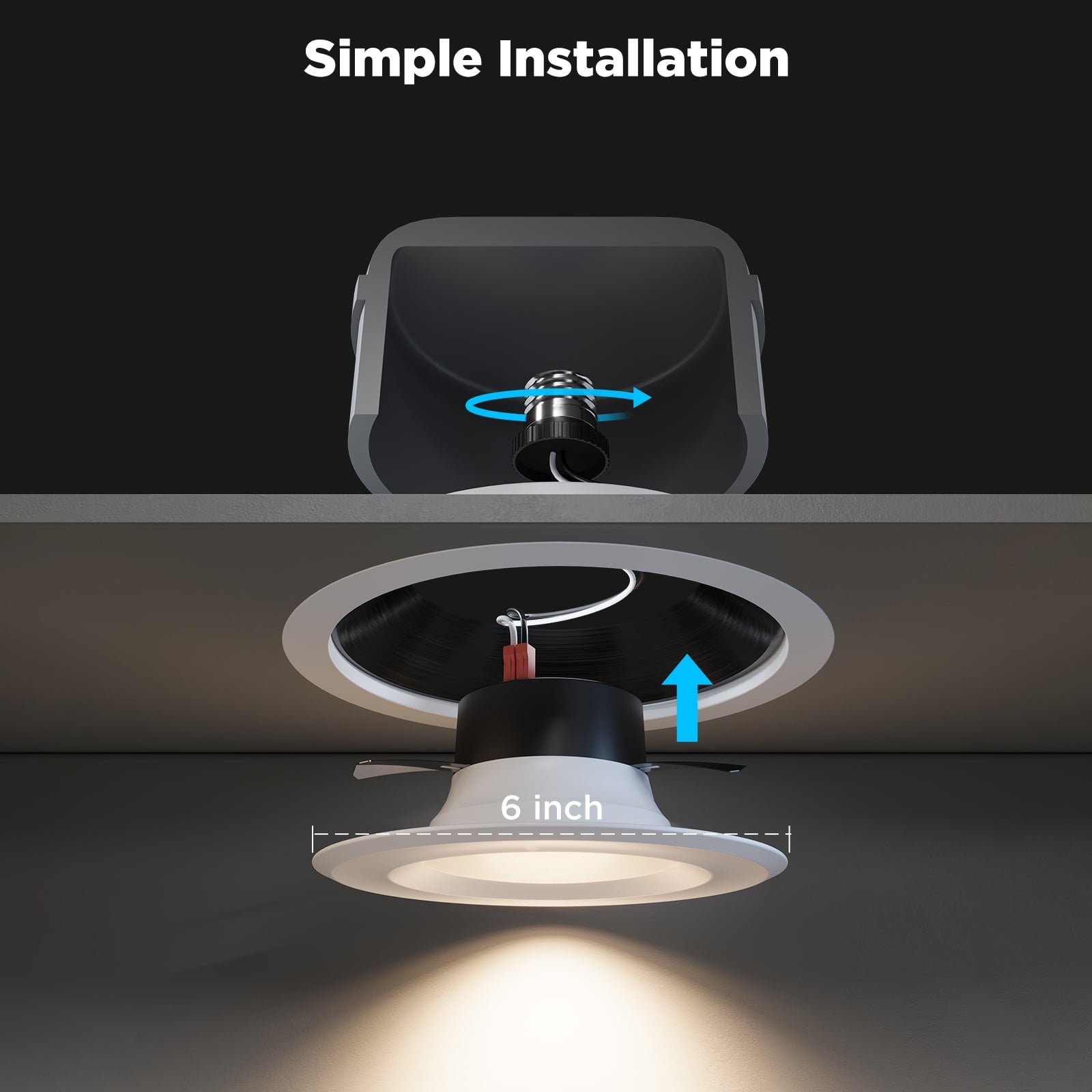 Smart 6'' LED Retrofit Recessed Can Lights for Indoor Living Room, Ceiling Light, Dimmable, Color Changing, LED Light Bulbs, 4 Pack
