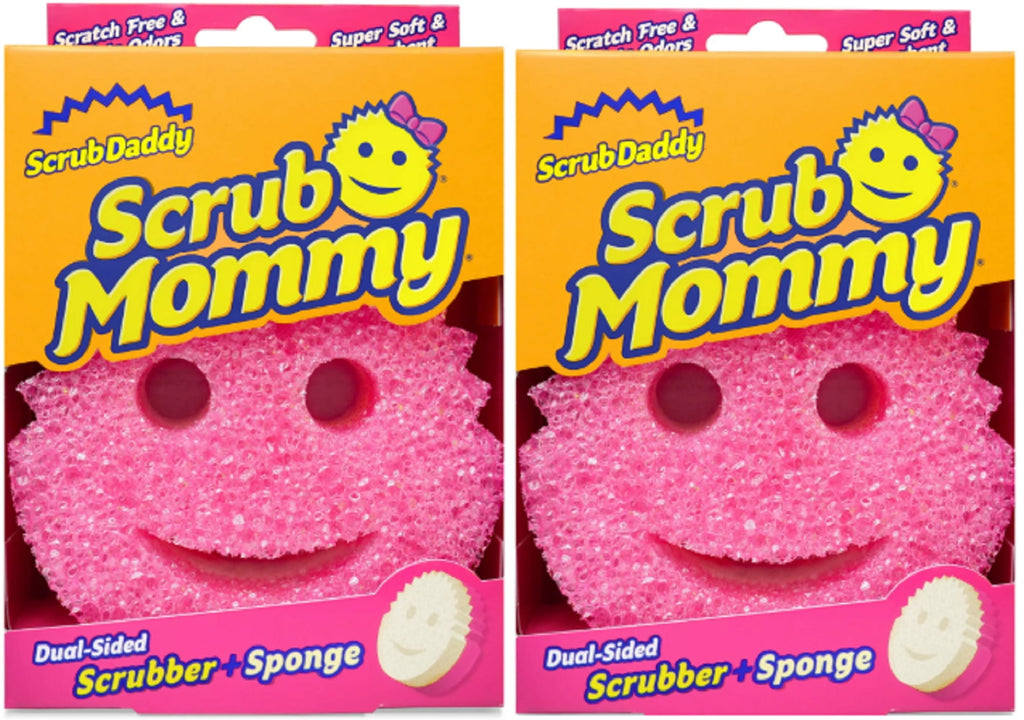 Scrub Mommy Sponge, Pink, 2 Pack, Soft in Warm Water, Firm in Cold