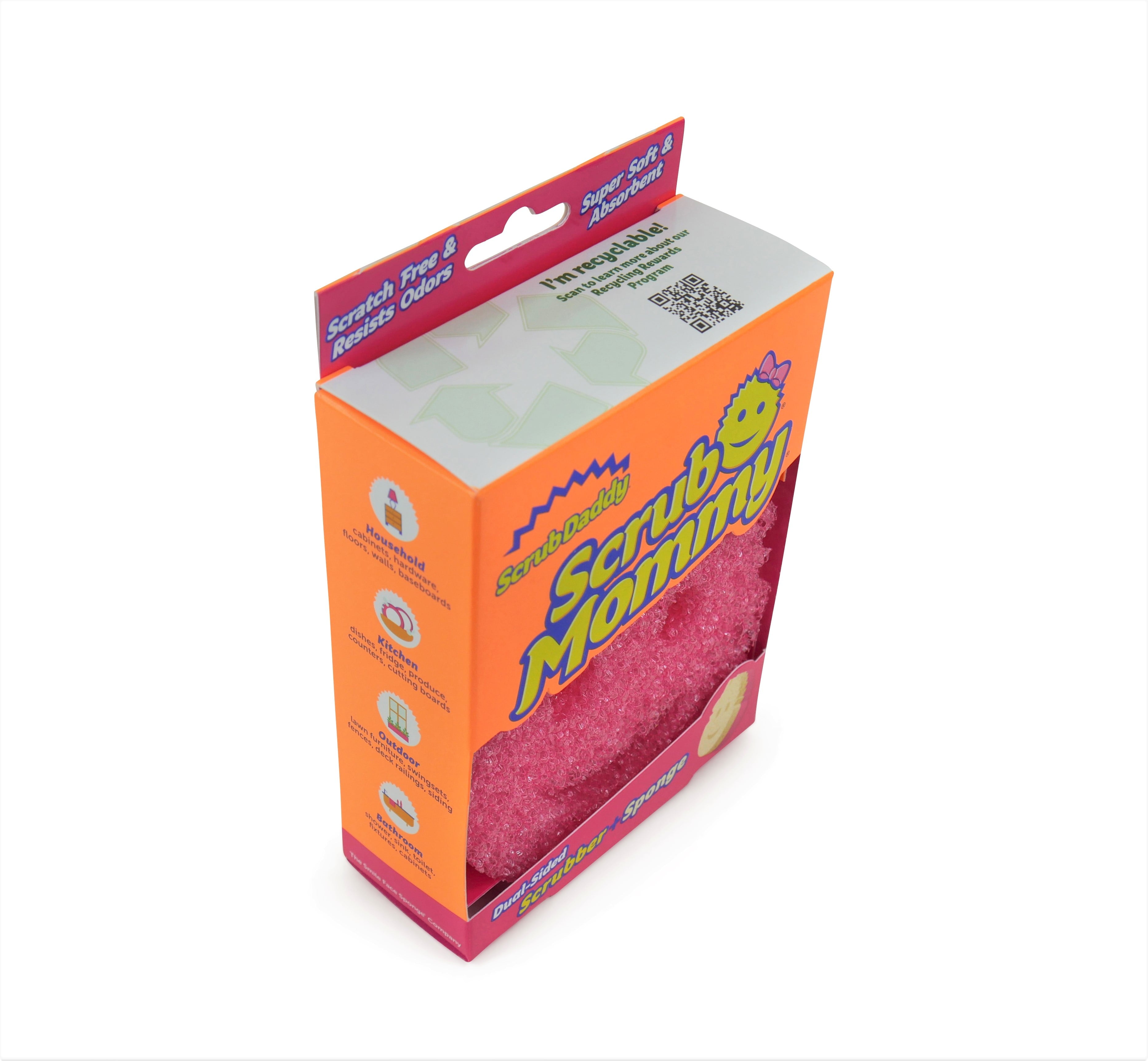 Scrub Mommy Sponge, Pink, 2 Pack, Soft in Warm Water, Firm in Cold