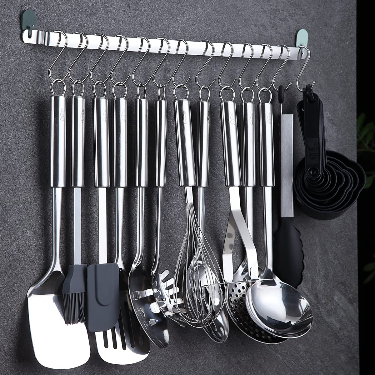Kitchen Utensils Set 37 Pieces, Stainless Steel Cooking Utensils Set, Kitchen Gadgets Cookwarewith Hooks For Hanging Kitchen Tool Set