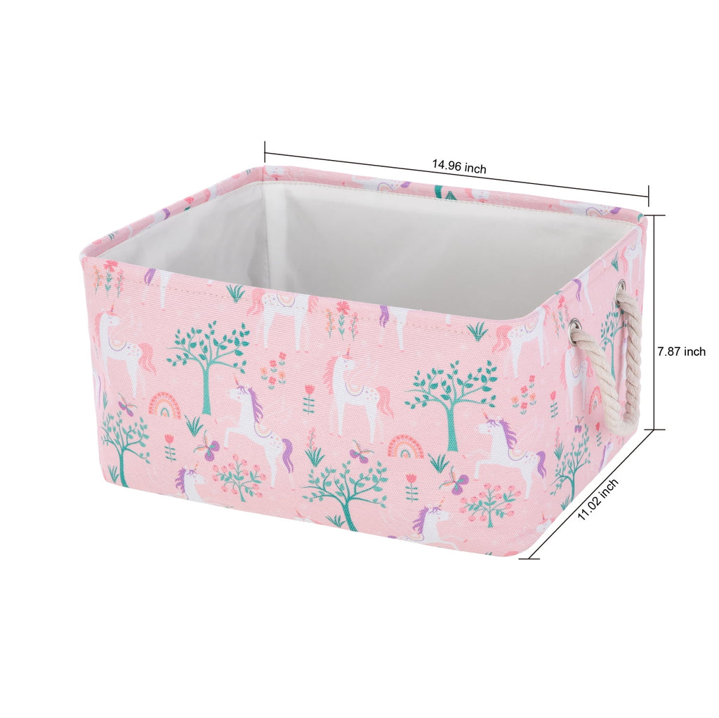 Kids Butterfly Canvas Storage Basket with Handles, 15 in x 11 in x 7.8 in