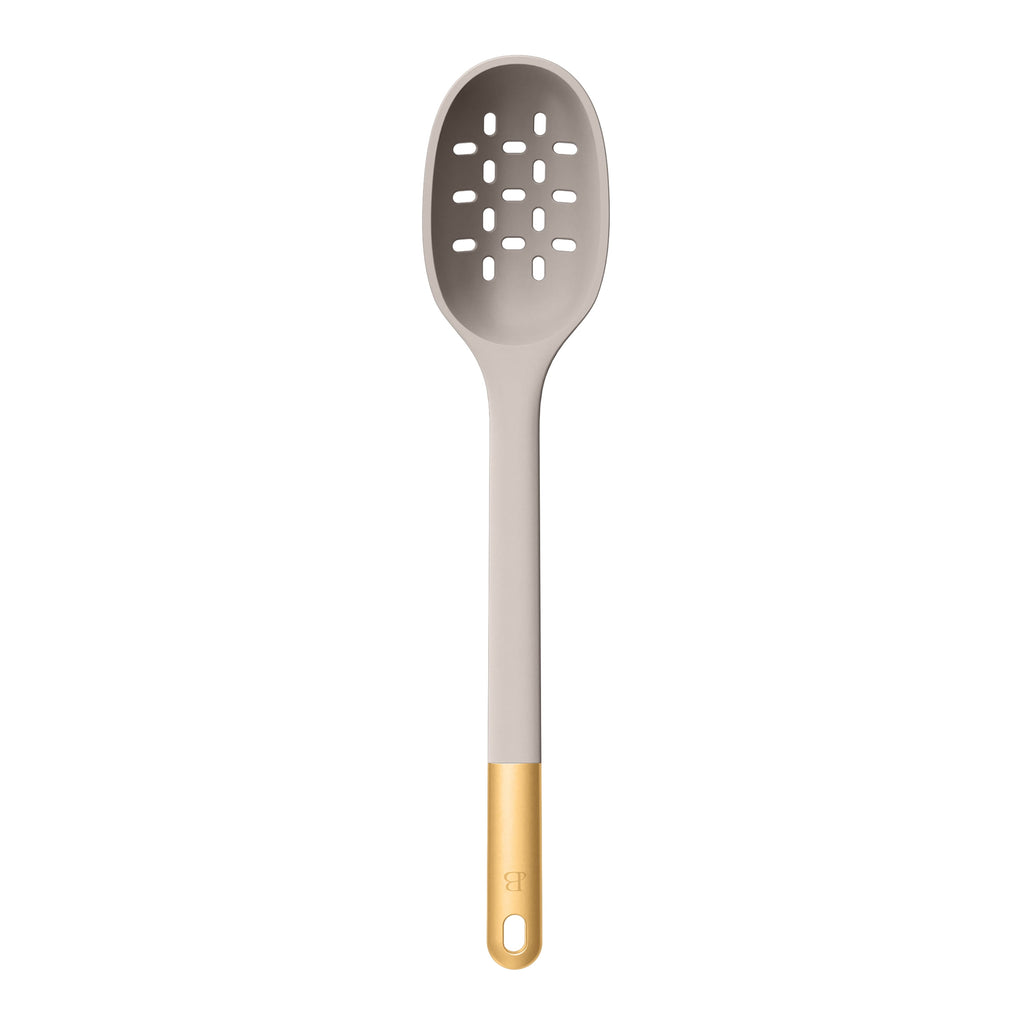 6-Piece Silicone Tool Set with Ceramic Crock, Porcini Taupe by Drew Barrymore